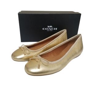 Coach Lara Gold Metallic Flats NWT